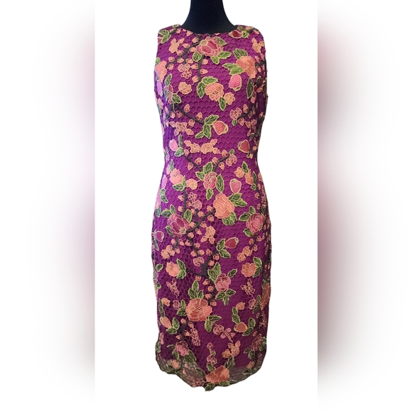 Badgley Mischka Dresses & Skirts - Badgley Mischka Floral Lace Sheath Dress, Womens 4